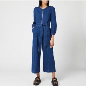WHISTLES Estelle cropped denim jumpsuit 8